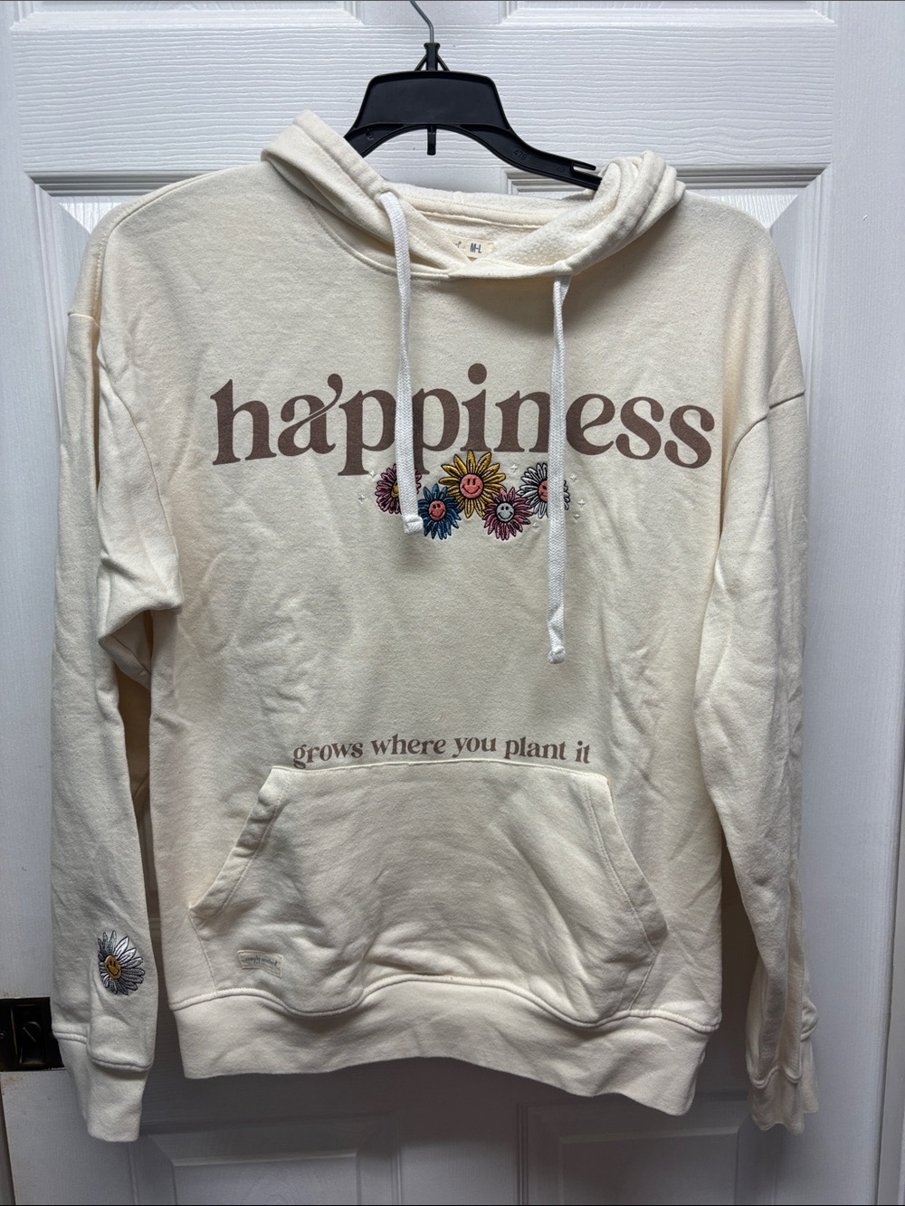 Simply Southern Happiness Grows Where You Plant It Floral Embroidered Hoodie M/L